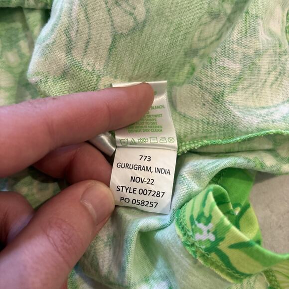Lilly Pulitzer Lorina Cotton Swing Tiered Limeade Its A Spring Thing Dress Sz M - Picture 8 of 8